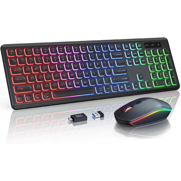 Gaming keyboard and mouse set with RGB lighting