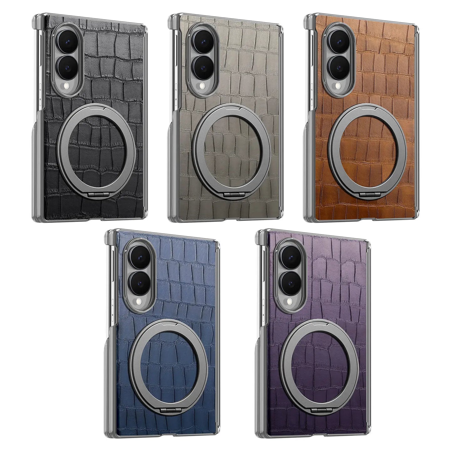 Anti-slip patterned leather texture close-up on executive Samsung Z Fold 8 case