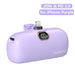 Purple power bank with digital display and charging ports on a white background