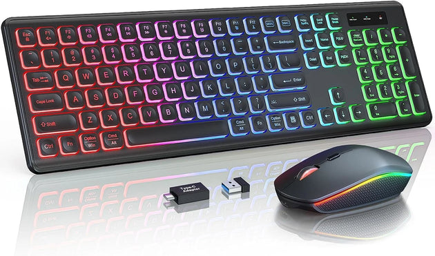 Gaming keyboard and mouse set with RGB lighting 