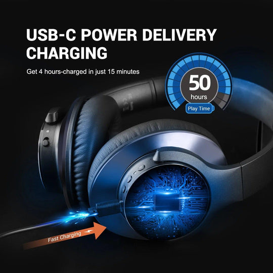 Bluetooth Headphones Active Noise Cancelling With Mic - Mobile Gadget HQ