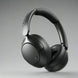 Over-ear wireless headphones in black color with a noise-cancellation feature, shown with a detachable cable and a 3.5 mm jack.