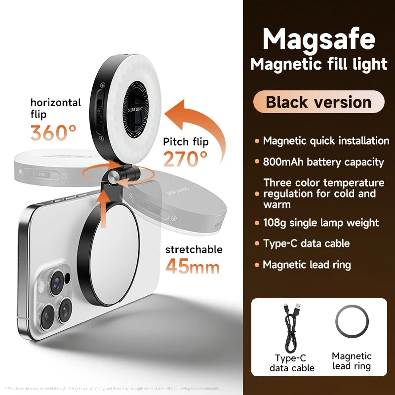 magnetic LED light for live streaming