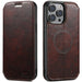 Brown leather phone case with card holder for an iPhone