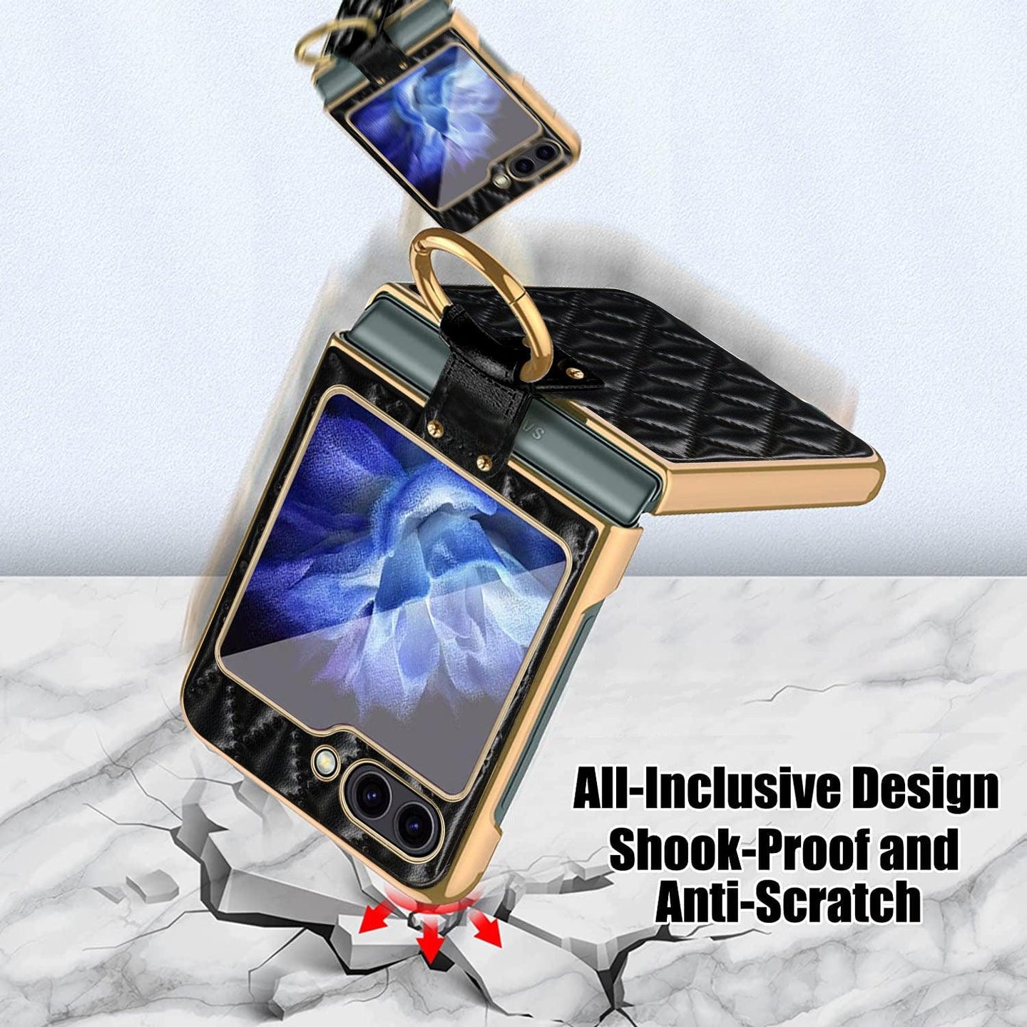 Luxury Diamond Ring Bracket Phone Case for Z Flip 5 - Mobile Gadget HQ
