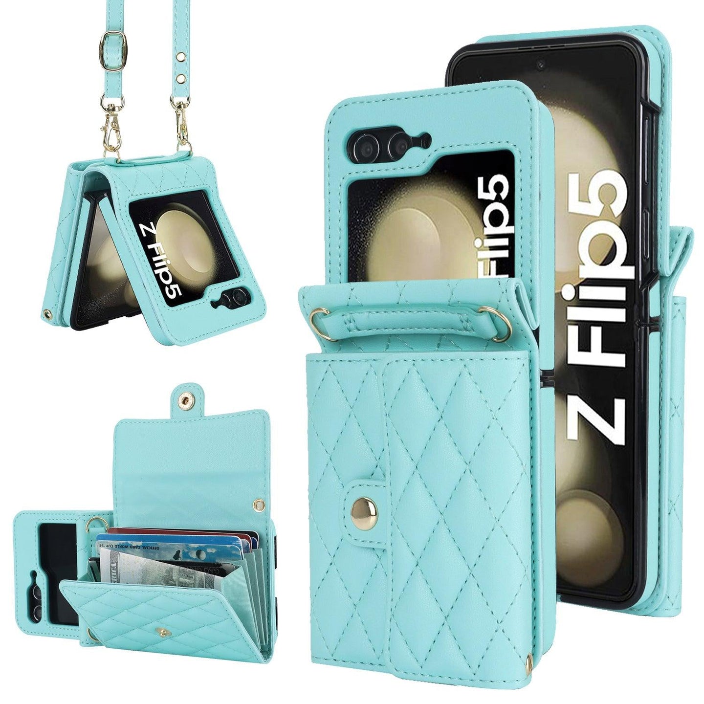 Crossbody Leather Case for Z Flip Phone Protective Case - Mobile Gadget HQ