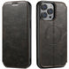 Black leather phone case with magnetic back for phone