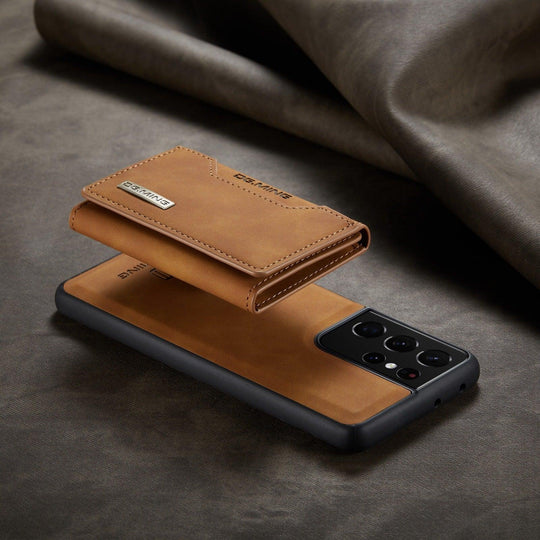 Samsung Galaxy Magnetic Magsafe Protective Leather Case With Card Holder - Mobile Gadget HQ