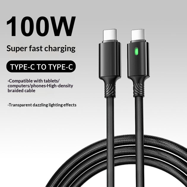 Black dual USB-C fast charging cable for iPhone