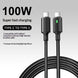 Black dual USB-C fast charging cable for iPhone