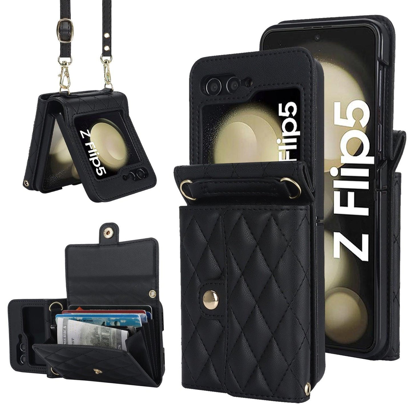 Crossbody Leather Case for Z Flip Phone Protective Case - Mobile Gadget HQ