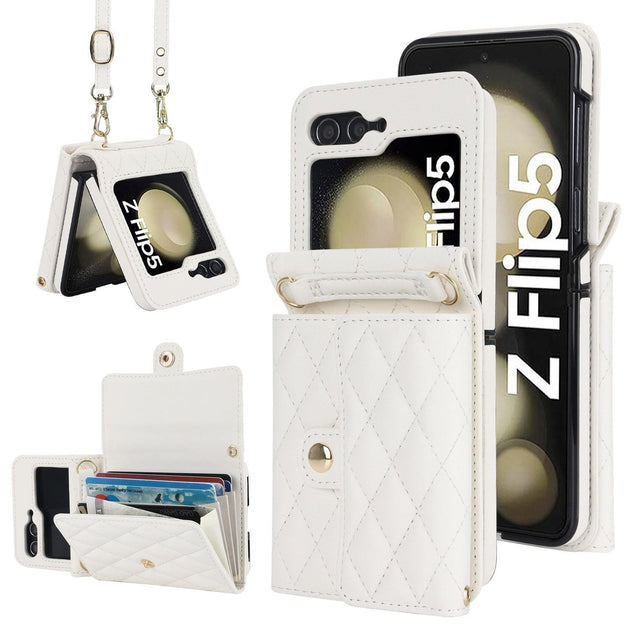 Crossbody Leather Case for Z Flip Phone Protective Case - Mobile Gadget HQ