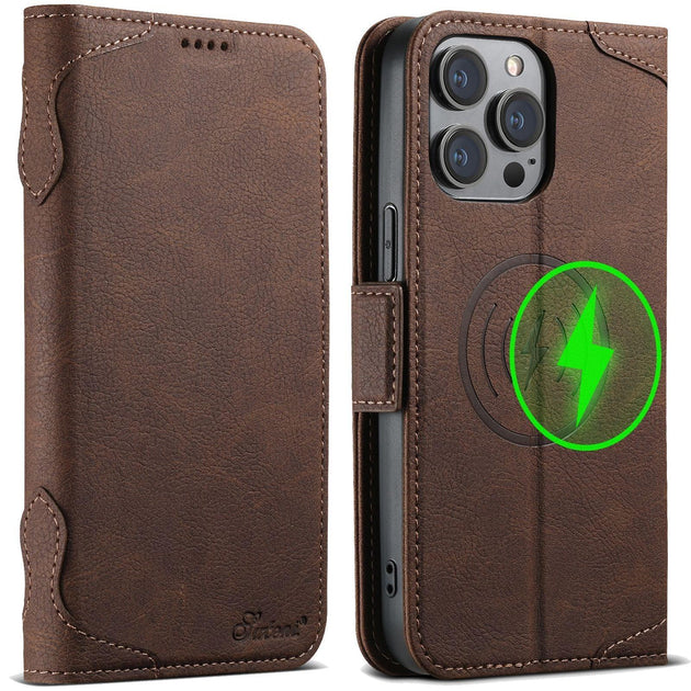 iPhone Magnetic Magsafe Leather Case With Card Holder - Mobile Gadget HQ