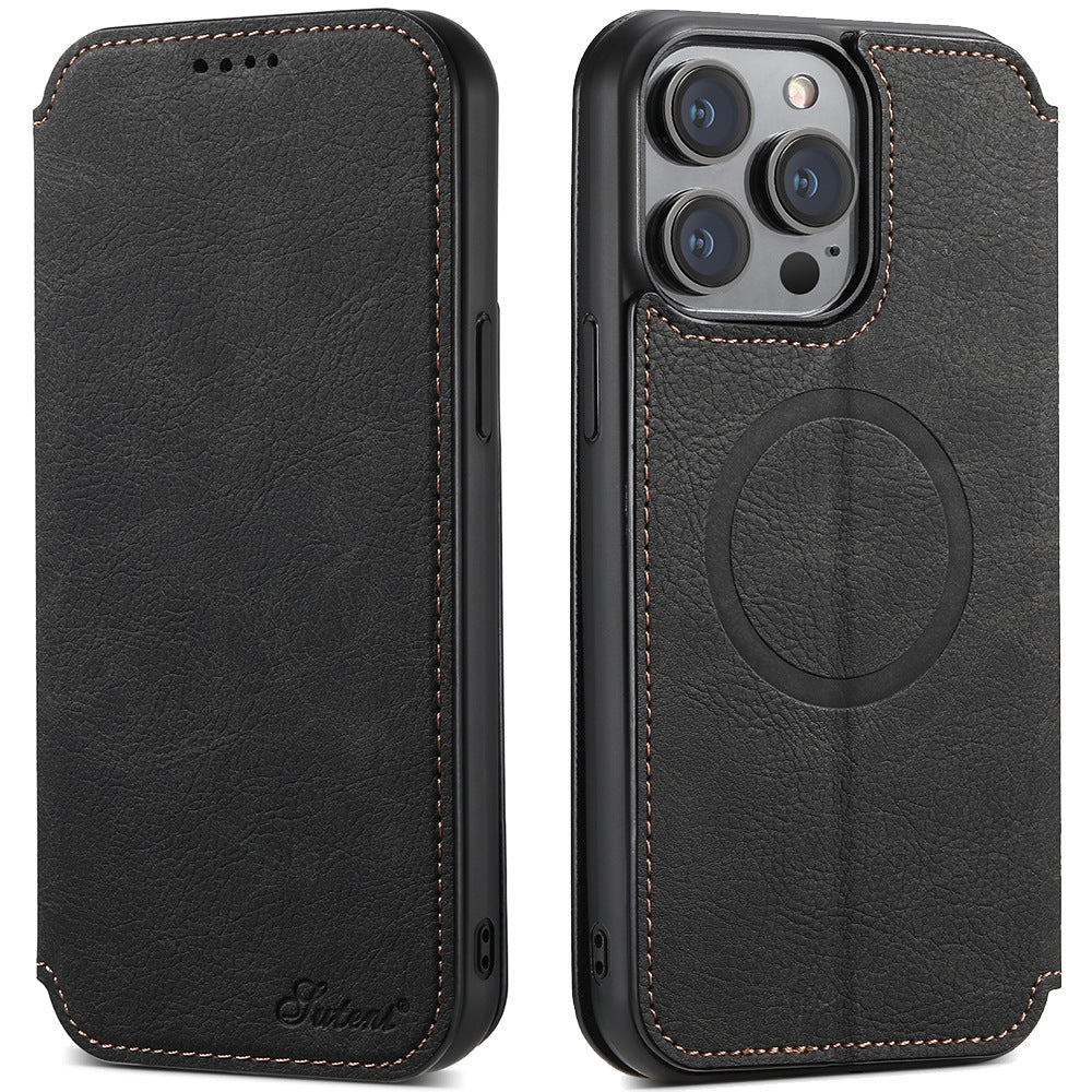 Magnetic Wireless Charger Protective Leather iPhone Case - Mobile Gadget HQ