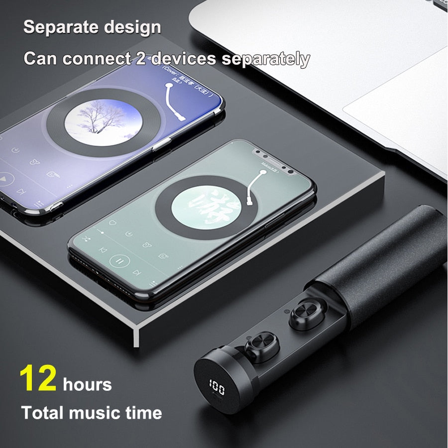Metal Matte Wireless Headphones TWS 5.0 Touch Earphones - Mobile Gadget HQ