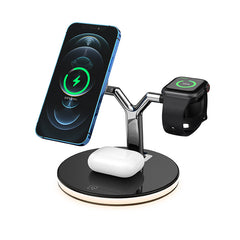 3-pad wireless charger stand for smartphones, smartwatches and earbuds