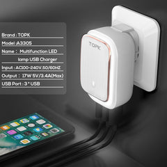 3-Port LED USB Wall Charger - Mobile Gadget HQ