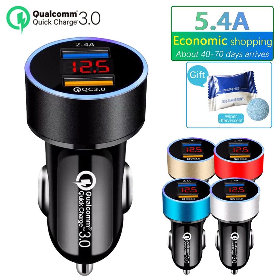 Dual USB Car Charger with LCD Display - Mobile Gadget HQ
