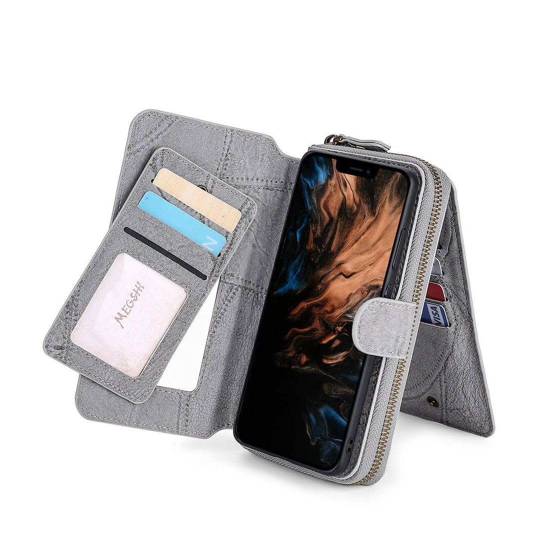 iPhone Wallet Leather Case Multi Function Card Case with Strap - Mobile Gadget HQ