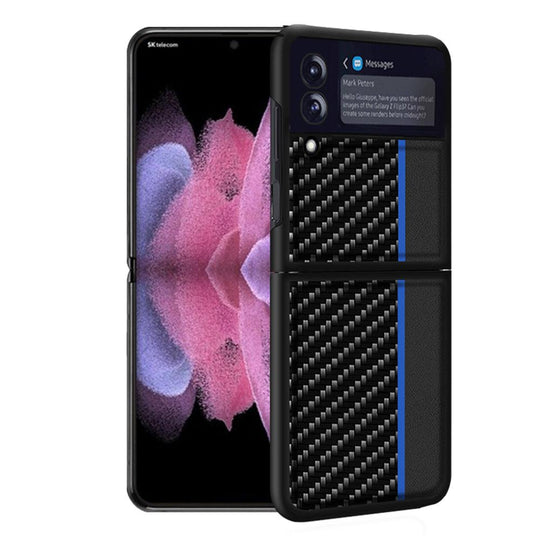 Carbon Fiber Premium PU Leather Phone Case for Galaxy Z Flip - Mobile Gadget HQ