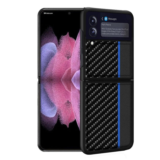 Carbon Fiber Premium PU Leather Phone Case for Galaxy Z Flip - Mobile Gadget HQ