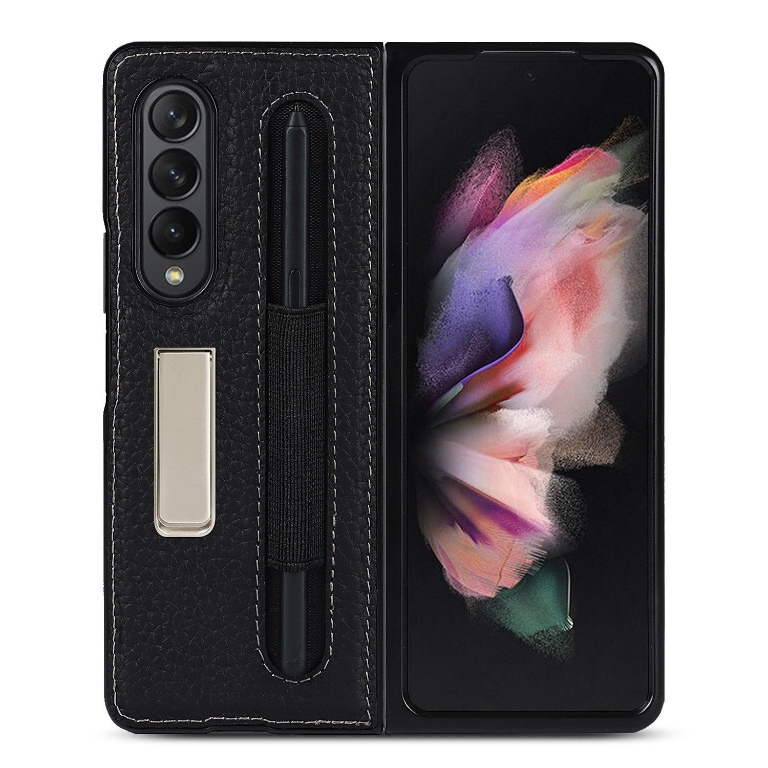 leather galaxy z fold 3 case with pen holder
