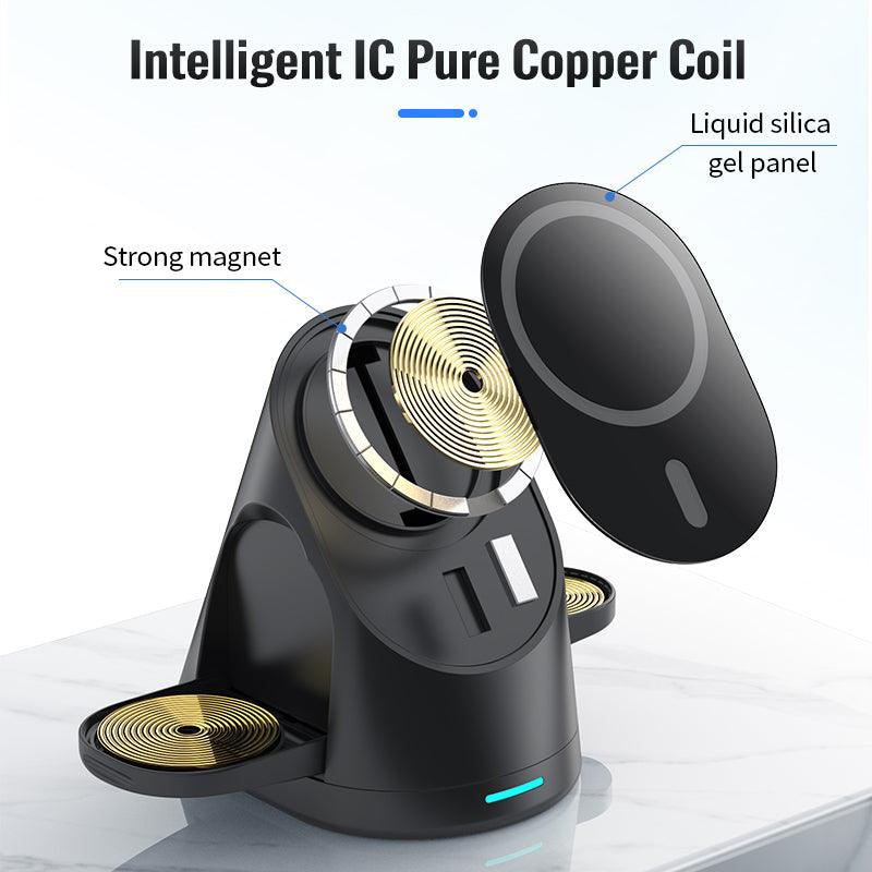 3-in-1 Magnetic Wireless Charger Compact Foldable - Mobile Gadget HQ