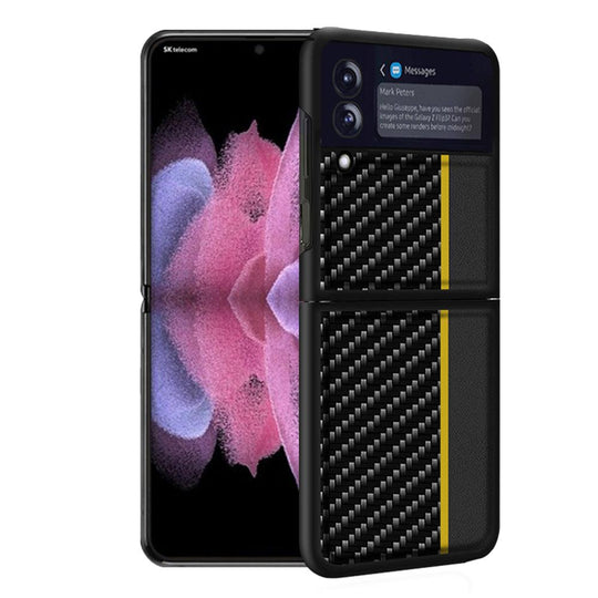 Carbon Fiber Premium PU Leather Phone Case for Galaxy Z Flip - Mobile Gadget HQ