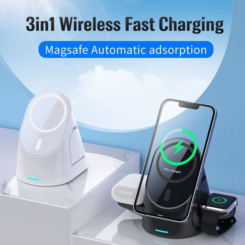 3-in-1 Magnetic Wireless Charger Compact Foldable
