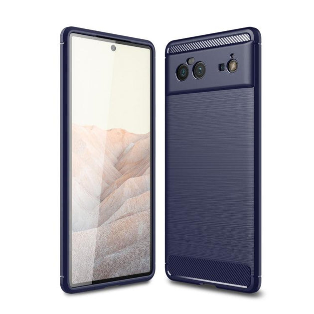 For Google Pixel 6 Brushed Texture Carbon Fiber TPU Case(Navy Blue) - Mobile Gadget HQ