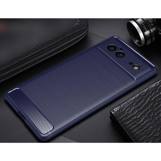 For Google Pixel 6 Brushed Texture Carbon Fiber TPU Case(Navy Blue) - Mobile Gadget HQ