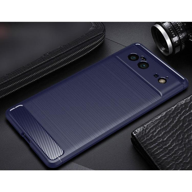 For Google Pixel 6 Brushed Texture Carbon Fiber TPU Case(Navy Blue) - Mobile Gadget HQ