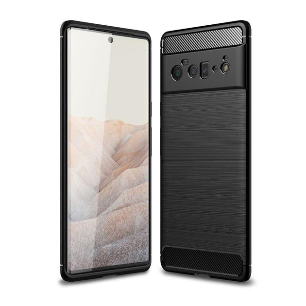 For Google Pixel 6 Pro Brushed Texture Carbon Fiber TPU Case(Black) - Mobile Gadget HQ