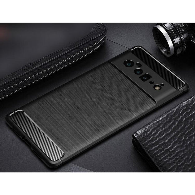 For Google Pixel 6 Pro Brushed Texture Carbon Fiber TPU Case(Black) - Mobile Gadget HQ