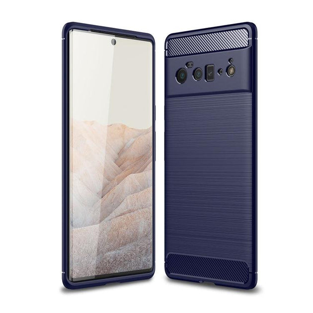 For Google Pixel 6 Pro Brushed Texture Carbon Fiber TPU Case(Navy Blue) - Mobile Gadget HQ