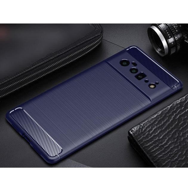 For Google Pixel 6 Pro Brushed Texture Carbon Fiber TPU Case(Navy Blue) - Mobile Gadget HQ