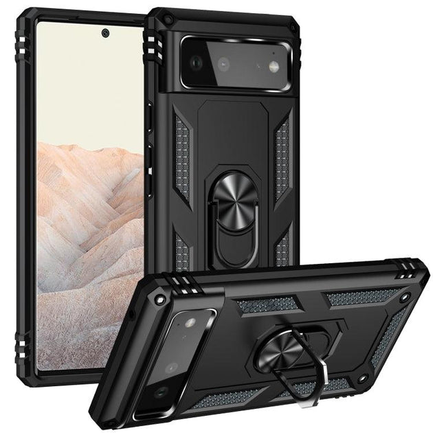 For Google Pixel 6 Shockproof TPU + PC Protective Case with 360 Degree Rotating Holder(Black) - Mobile Gadget HQ