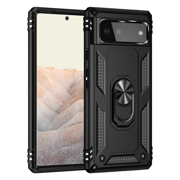 For Google Pixel 6 Shockproof TPU + PC Protective Case with 360 Degree Rotating Holder(Black) - Mobile Gadget HQ