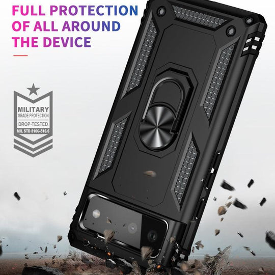 For Google Pixel 6 Shockproof TPU + PC Protective Case with 360 Degree Rotating Holder(Black) - Mobile Gadget HQ