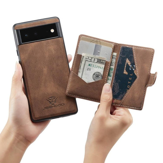 For Google Pixel 6 JEEHOOD Retro Magnetic Detachable Phone Protective Case(Brown) - Mobile Gadget HQ