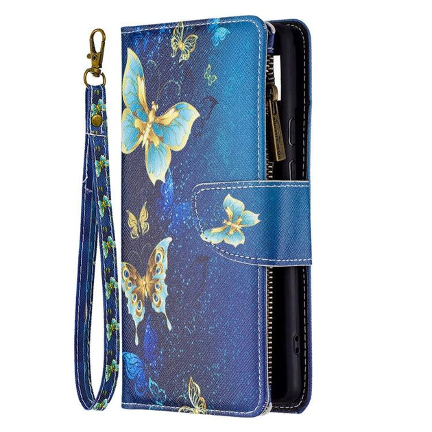 For Google Pixel 6 Colored Drawing Pattern Zipper Horizontal Flip Phone Leather Case with Holder & Card Slots & Wallet(Gold Butterfly) - Mobile Gadget HQ