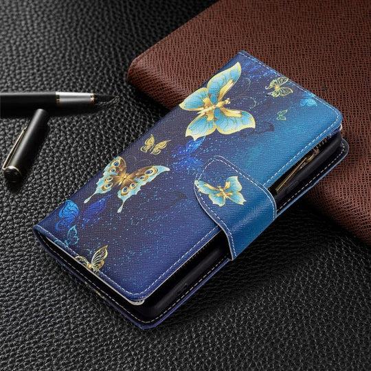For Google Pixel 6 Colored Drawing Pattern Zipper Horizontal Flip Phone Leather Case with Holder & Card Slots & Wallet(Gold Butterfly) - Mobile Gadget HQ