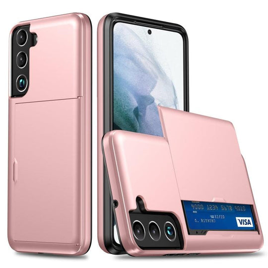 For Samsung Galaxy S22 5G Shockproof Armor Phone Case with Card Slot(Rose Gold) - Mobile Gadget HQ