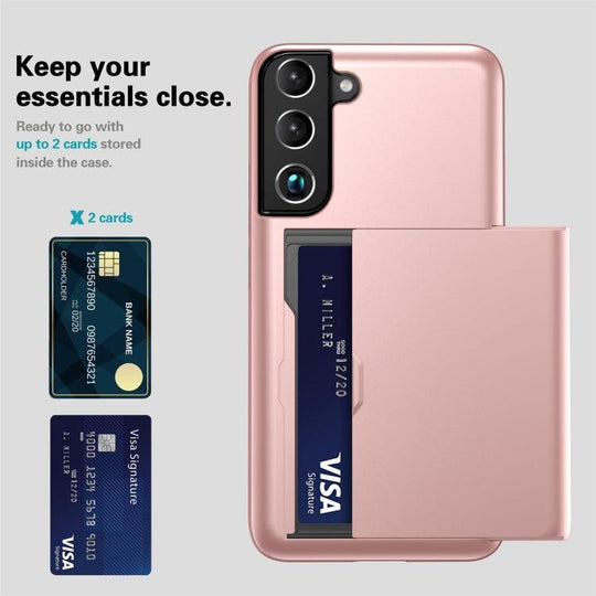 For Samsung Galaxy S22 5G Shockproof Armor Phone Case with Card Slot(Rose Gold) - Mobile Gadget HQ