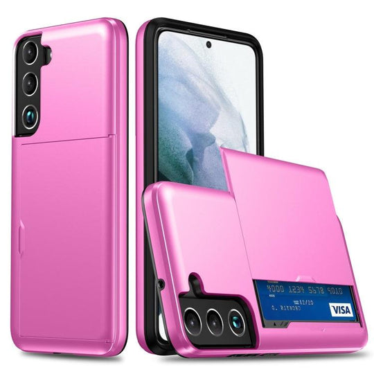 For Samsung Galaxy S22 5G Shockproof Armor Phone Case with Card Slot(Rose Red) - Mobile Gadget HQ