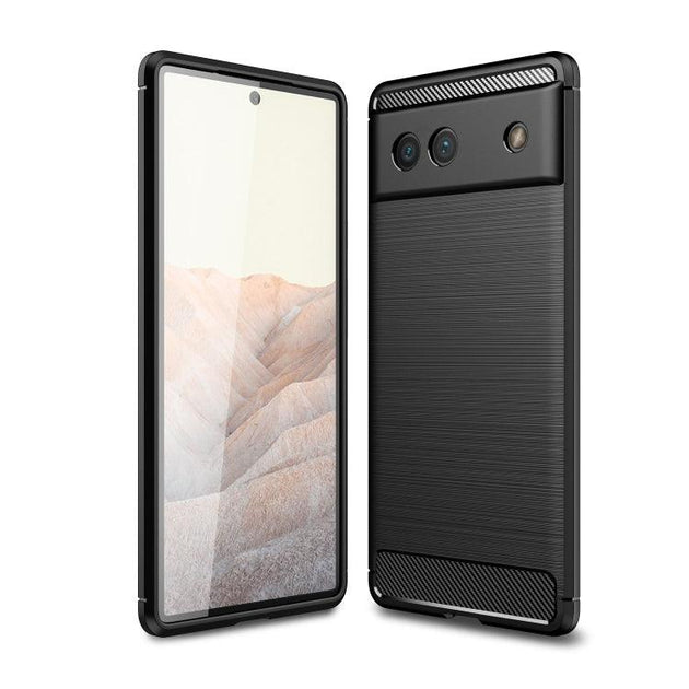 For Google Pixel 6a Brushed Carbon Fiber Texture Shockproof TPU Phone Case(Black) - Mobile Gadget HQ