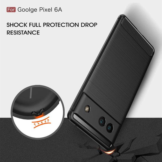 For Google Pixel 6a Brushed Carbon Fiber Texture Shockproof TPU Phone Case(Black) - Mobile Gadget HQ