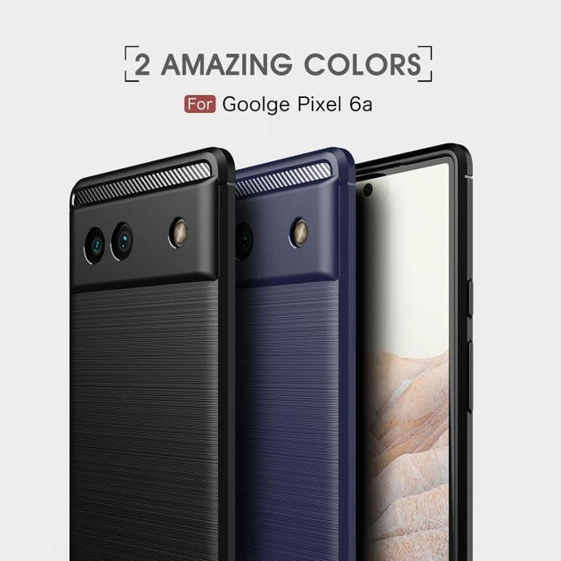 For Google Pixel 6a Brushed Carbon Fiber Texture Shockproof TPU Phone Case(Blue) - Mobile Gadget HQ