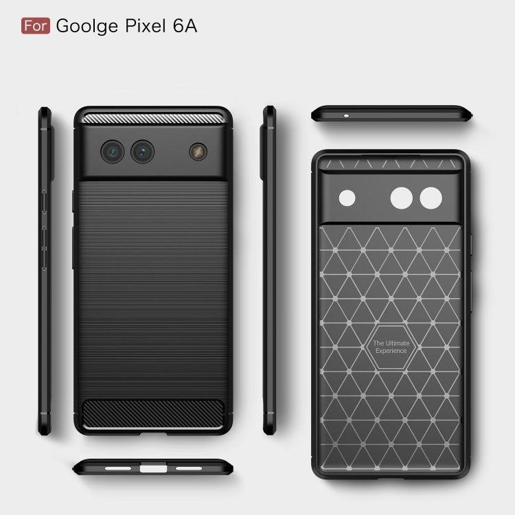 For Google Pixel 6a Brushed Carbon Fiber Texture Shockproof TPU Phone Case(Blue) - Mobile Gadget HQ