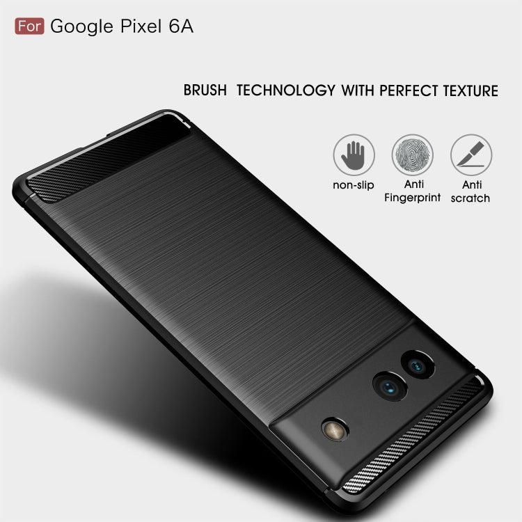 For Google Pixel 6a Brushed Carbon Fiber Texture Shockproof TPU Phone Case(Blue) - Mobile Gadget HQ